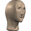 Meme Man head with a smug expression and blue eyes looking slightly to the side.