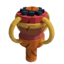 Syrup sprinkler with a red top and orange base.