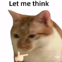 A brown and white cat looking skeptical with a hand emoji pointing to its chin.