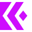 Purple geometric arrow pointing right against a black background.