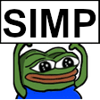 Pepe the frog holding a white sign with the word SIMP written in bold black letters.