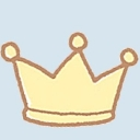 A simple yellow hand-drawn crown with three points against a light blue background.