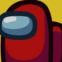 Red Among Us crewmate character looking suspicious.
