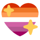 Lesbian pride flag colors featuring two yellow sparkles in a flat, stylized design.