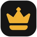 Gold crown icon centered on a black rounded square background.