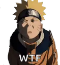 Naruto Uzumaki looking confused and judgmental with the text WTF overlaid.