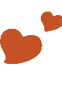Multiple orange hearts floating in a scattered pattern.