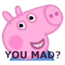 Peppa Pig with a smug expression and the text YOU MAD below her.