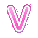Letter V with a soft pink and blue gradient fill and a glowing outline.