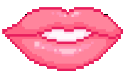 Pink pixelated lips puckered in a kissing expression.