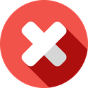 A white X symbol centered inside a solid red circle.