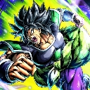 Broly lunging forward with a furious expression and a clenched fist.
