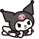 kuromi3_laying Discord Emoji - ♡ ໋𓈒ﾟ🎀　⊹　blushing．giveaways．social．friends．guild tag．cute．chat．emotes．hangout．fun．vc．chill．gaming