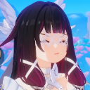 Columbina from Genshin Impact with a skeptical, unimpressed facial expression.