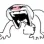 A crudely drawn creature with a massive open mouth and pink top, expressing extreme panic or devastation.