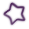 A stylized purple star with rounded edges on a black background.