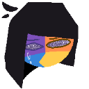 ENA with a split-colored face crying with a glitchy, confused expression.
