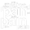 The word pain repeated multiple times in various sizes and overlapping positions in white text on a black background.