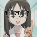 Osaka from Azumanga Daioh wearing black glasses and pointing her index finger up in a lecturing gesture.