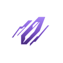 A stylized purple letter V or slash symbol with sharp, angular edges on a black background.