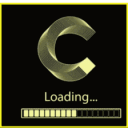 A rotating letter C icon above a loading bar that progresses from empty to full.