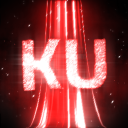 The letters KU in a bright, glowing red font against a dark background.