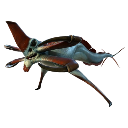 Reaper Leviathan creature with red mandibles and blue body swimming forward.