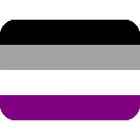 Asexual pride flag featuring horizontal black, gray, white, and purple stripes.