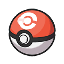 Poke Ball with a red top and white bottom featuring a central button.