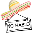 A sombrero sitting above a white sign that says NO HABLO in black text.