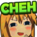 Anime character with a smug smirk and the word CHEH in bright green letters above their head.