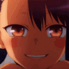 Nagatoro with a mischievous, smug smirk on her face.