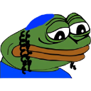 Pepe the Frog wearing a blue kippah and black side curls with a smug expression.