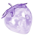 A translucent, glowing purple strawberry with a smooth glass-like texture.