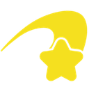 A bright yellow shooting star icon with a curved tail.