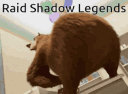 Bear moving frantically in a repetitive blur with the text Raid Shadow Legends above it.