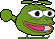 Pepe the Frog with a helicopter rotor on his head, spinning and smiling.
