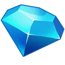 Blue gemstone with multiple facets reflecting light.