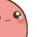 A pink, kawaii-style potato character with teary eyes reaching out for a hug.