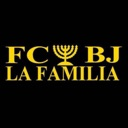 FC BJ La Familia logo in gold text with a menorah icon on a black background.