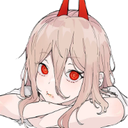 Power from Chainsaw Man resting her chin on her arms with a bored expression.