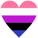 Heart shape filled with the horizontal stripes of the genderfluid pride flag.