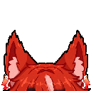 Red animal ears twitching and wiggling back and forth in a pixel art style.