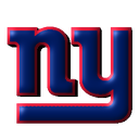 NY Giants logo in blue and red.