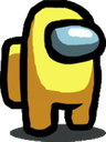Yellow crewmate character standing still with a blue visor.