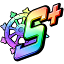 A colorful rainbow S+ rank symbol with a ship wheel graphic behind it.