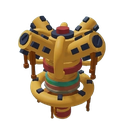 Super Syrup Sprinkler machine with yellow arms and colored rings spinning.