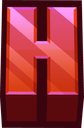Letter H rendered in a glossy red and pink gradient with a pixelated 3D aesthetic.