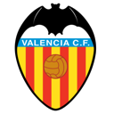 Valencia CF football club crest featuring a bat and yellow and red stripes.