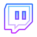 Twitch logo inside a Discord chat bubble in pixel art style.
